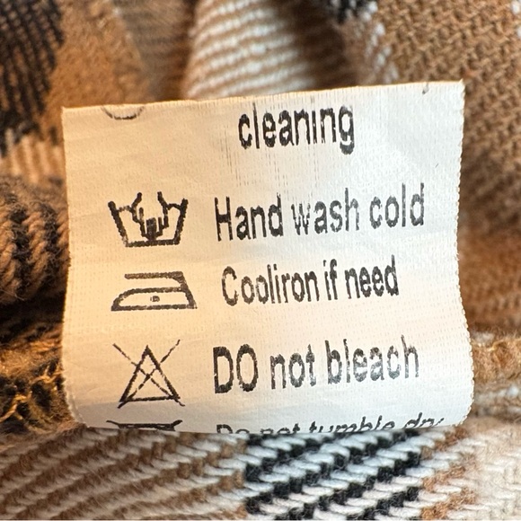 Medium Plaid Button Shacket - Black, White, Tan-very thick and comfortable - Picture 5 of 6